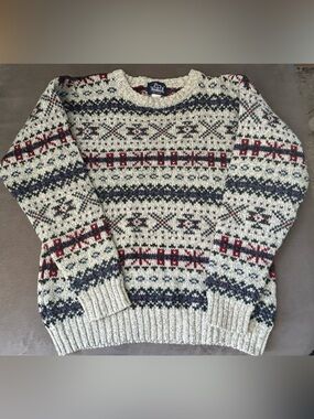 Woolrich Men's Fair Isle Crewneck wool Sweater Vintage large
